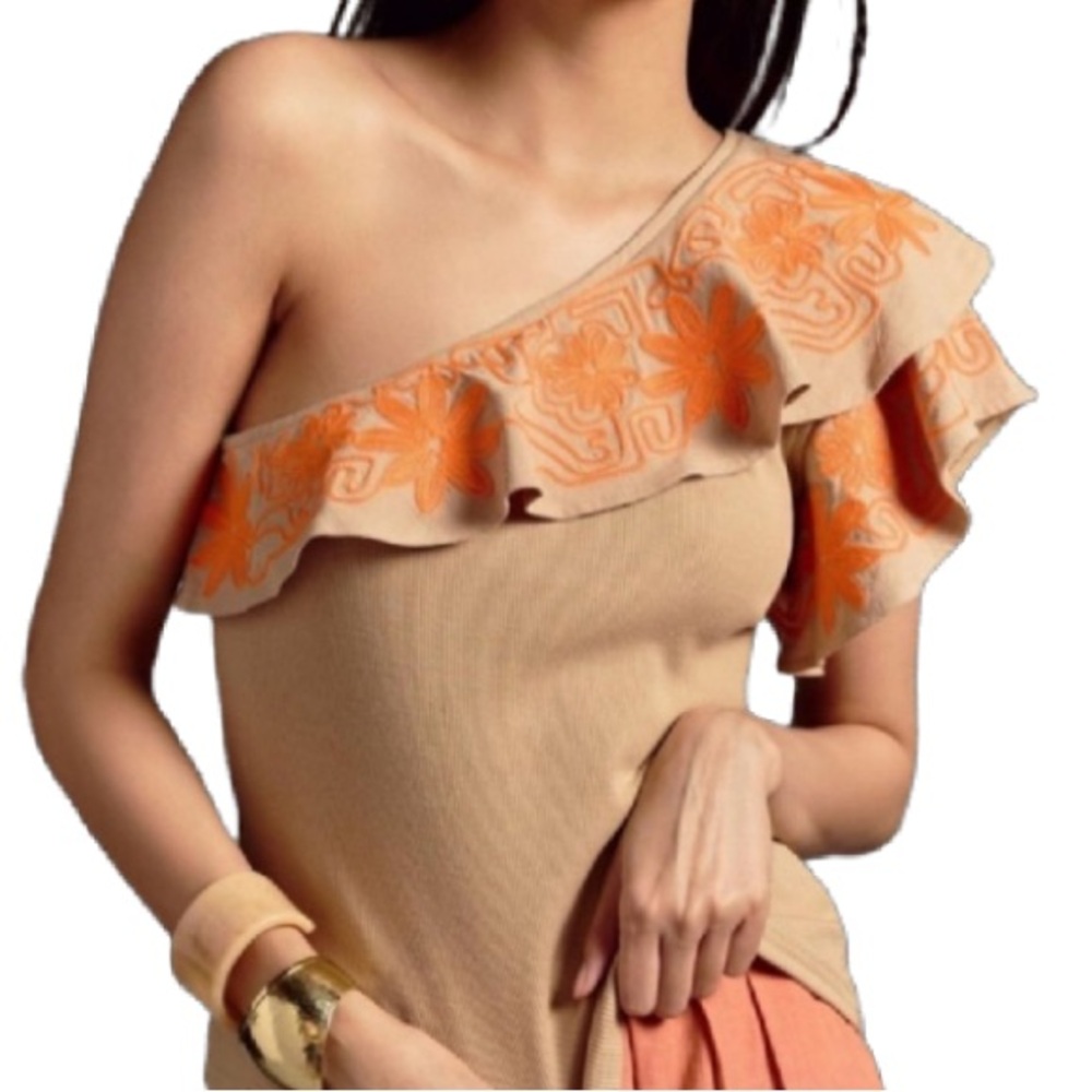 ANTHROPOLOGIE Dolan Left Coast Collection Ruffle One Shoulder Top Sz M New w Tag